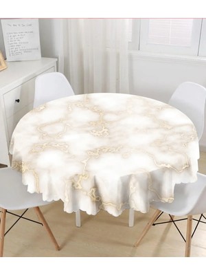 Rem Home Remhome Mermer Zeminli Modern Tasarım Yuvarlak Masa Örtüsü - Çap 140CM 140 x 140 cm