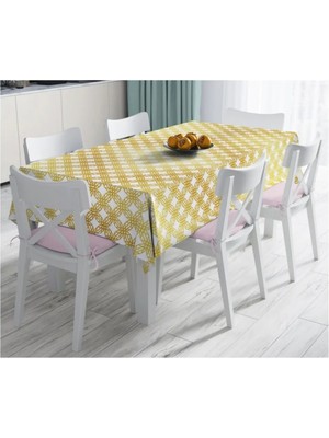 Rem Home Remhome Geometrik Sanat Altın Detaylı Özel Tasarım Modern Leke Tutmaz Masa ÖRTÜSÜ-120X140 cm