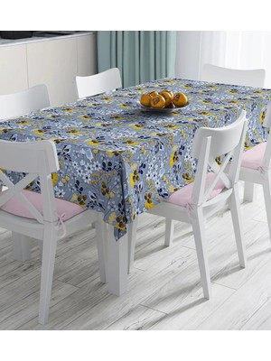 Rem Home Remhome Renkli Zemin Üzerinde Çiçek Desenli Dijital Baskılı Masa Örtüsü 90 x 90 cm