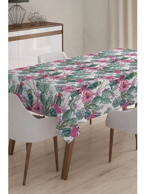 Rem Home Remhome Kaktüs Desenli Dijital Baskılı 3D Masa Örtüsü - 140 x 180 cm