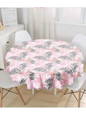 Rem Home Remhome Palmiye Esintisi Temalı Dijital Baskılı Yuvarlak Masa Örtüsü - Çap 140CM 140 x 140 cm