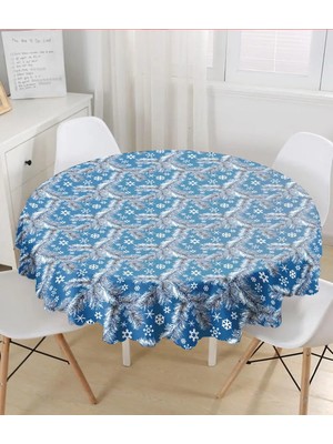 Rem Home Remhome Renkli Zeminli Kartanesi Desenli Dijital Baskılı Modern Yuvarlak Masa Örtüsü - Çap 140CM 140 x 140 cm