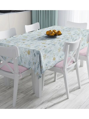 Rem Home Remhome Renkli Zemin Üzerinde Yaprak Desenli Dijital Baskılı Masa Örtüsü 90 x 90 cm