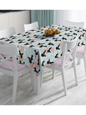 Rem Home Remhome Renkli Zemin Üzerinde Yaprak Desenli Dijital Baskılı Masa Örtüsü 90 x 90 cm