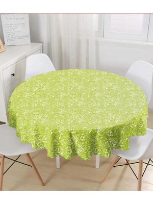 Rem Home Remhome Renkli Zemin Üzerinde Onedraw Çizimli Çiçek Desenli Yuvarlak Masa Örtüsü - Çap 140CM 140 x 140 cm