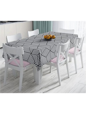 Rem Home Remhome 3D Cube Desenli Dijital Baskılı Modern Leke Tutmaz Masa ÖRTÜSÜ-120X140 cm