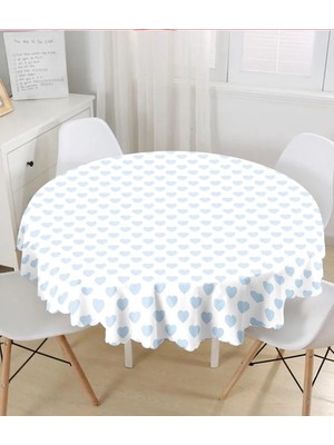 Rem Home Remhome Kalp Desen Dijital Baskılı Yuvarlak Masa Örtüsü - Çap 140CM 140 x 140 cm