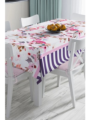 Rem Home Remhome Flamingo Desenli Dijital Baskılı 3D Masa Örtüsü 90 x 90 cm