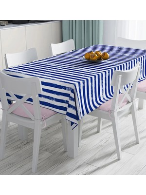 Rem Home Remhome Lacivert Çizgili Motifli Modern Dijital Baskılı Masa Örtüsü 90 x 90 cm