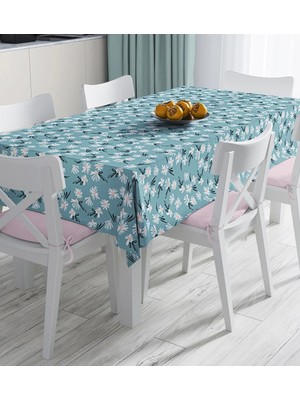 Rem Home Remhome Renkli Zemin Üzerinde Renkli Papatya Desenli Dijital Baskılı Masa Örtüsü 90 x 90 cm