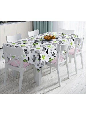 Rem Home Remhome Kaktüs Desenli Leke Tutmaz Masa Örtüsü - 120X140 cm