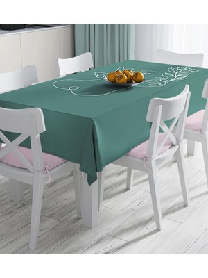Rem Home Remhome Renkli Zemin Üzerinde Onedraw Çizimli Bayan Silüeti Dijital Baskılı Masa Örtüsü 90 x 90 cm