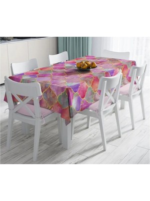 Rem Home Remhome Ogea Pudra Zeminli Özel Tasarım Leke Tutmaz Masa ÖRTÜSÜ-120X140 cm