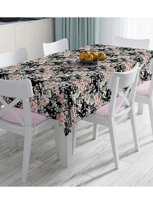Rem Home Remhome Renkli Zemin Üzerinde Çiçek Desenli Dijital Baskılı Masa Örtüsü 90 x 90 cm