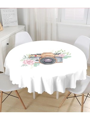 Rem Home Remhome Sevgililer Günü Temalı Özel Tasarım Dijital Baskılı Modern Yuvarlak Masa Örtüsü - Çap 140CM 140 x 140 cm
