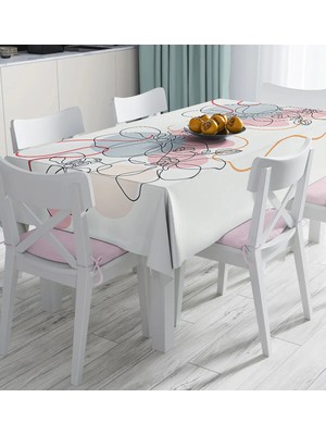 Rem Home Remhome Kırmızı ve Turucu Şerit Temalı Çiçek Tasrımlı Dijital Baskılı Masa Örtüsü 90 x 90 cm