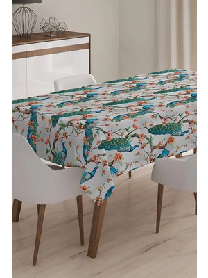 Rem Home Remhome Modern Kuş Desenli Dijital Baskılı 3D Masa Örtüsü - 120 x 140 cm
