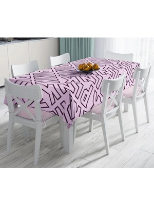Rem Home Remhome Açık Pempe Pink Yazılı Modern Dekoratif Leke Tutmaz Masa ÖRTÜSÜ-120X140 cm 90 x 90 cm