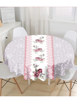 Rem Home Remhome Özel Tasarım Dijital Baskılı Modern Yuvarlak Masa Örtüsü - Çap 140CM 140 x 140 cm