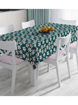 Rem Home Remhome Renkli Zemin Üzerinde Yaprak Motifli Dijital Baskılı Masa Örtüsü 90 x 90 cm