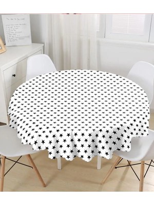 Rem Home Remhome Modern Yıldız Desenli Özel Tasarım Yuvarlak Masa Örtüsü - Çap 140CM 140 x 140 cm