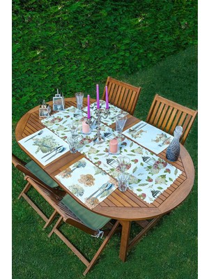 Rem Home Remhome 4+1 Çiçek Desenli Özel Tasarım Amerikan Servis & Runner Seti