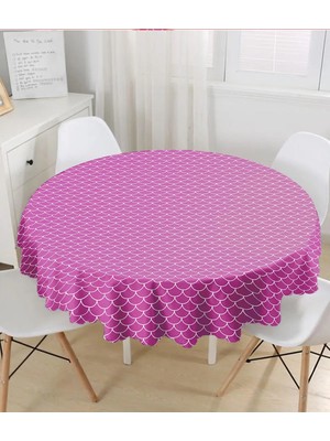 Rem Home Remhome Mor Renkli Pul Tasarımlı Dijital Baskılı Yuvarlak Masa Örtüsü Çap 140CM 140 x 140 cm