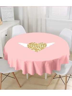 Rem Home Remhome Sevgililer Günü Temalı Özel Tasarım Dijital Baskılı Modern Yuvarlak Masa Örtüsü - Çap 140CM 140 x 140 cm