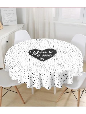Rem Home Remhome Sevgililer Günü Temalı Özel Tasarım Dijital Baskılı Modern Yuvarlak Masa Örtüsü - Çap 140CM 140 x 140 cm