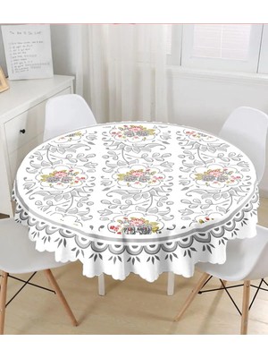 Rem Home Remhome Özel Tasarım Dijital Baskılı Modern Yuvarlak Masa Örtüsü Çap 140 cm 140 x 140 cm