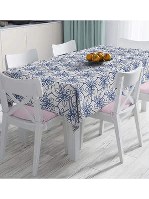 Rem Home Remhome Gri Zemiminde Geometrik Çiçek Motifli Dijital Baskılı Masa Örtüsü 90 x 90 cm