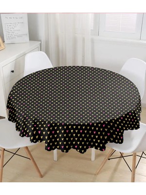 Rem Home Remhome Sevgililer Günü Temalı Özel Tasarım Dijital Baskılı Modern Yuvarlak Masa Örtüsü Çap 140CM 140 x 140 cm