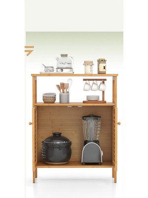 İlk El Grup Çok Amaçlı Dolap Ahşap Bambu Organizer Raflı 66X33X85CM (4887)