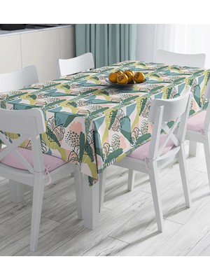 Rem Home Remhome Pudra Zeminde Soyut Çizim Detaylı Dijital Baskılı Masa Örtüsü 90 x 90 cm