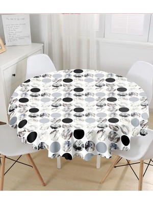 Rem Home Remhome Yuvarlak Desenli Modern Dijital Baskılı Yuvarlak Masa Örtüsü - Çap 140CM 140 x 140 cm