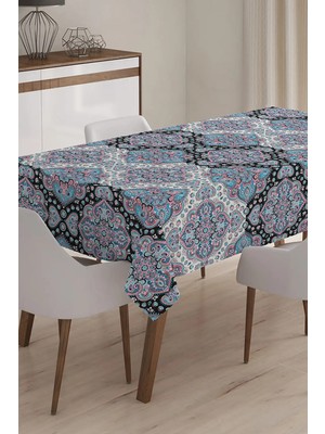 Rem Home Remhome Modern Damask Desenli Dijital Baskılı 3D Masa Örtüsü - 140 x 220 cm