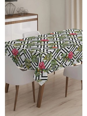 Rem Home Remhome Modern Çiçek Temalı Dijital Baskılı 3D Masa Örtüsü - 140 x 180 cm