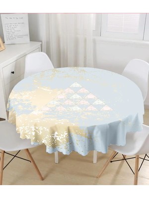 Rem Home Remhome Renkli Zemin Üzerinde Üçgen Desenli Dijital Baskılı Modern Yuvarlak Masa Örtüsü - Çap 140CM 140 x 140 cm