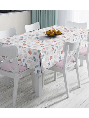Rem Home Remhome Beyaz Zeminde Onedraw Çizimli Gökyüzü Temalı Dijital Baskılı Masa Örtüsü 90 x 90 cm
