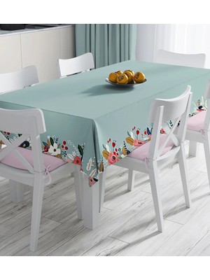 Rem Home Remhome Renkli Zeminli Renkli Çiçek Desenli Dijital Baskılı Masa Örtüsü 90 x 90 cm