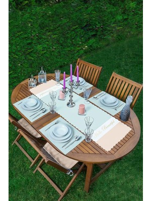 Rem Home Remhome Mint Yeşili Ten Rengi 1 Adet Runner 4 Adet Mint Yeşili Renkli Amerikan Servis