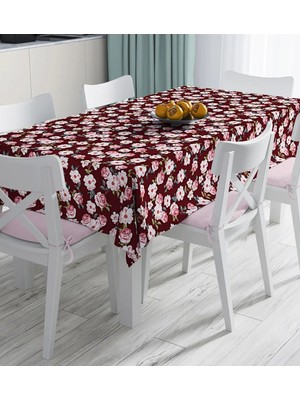Rem Home Remhome Renkli Zemin Üzerinde Çiçek Desenli Dijital Baskılı Masa Örtüsü 90 x 90 cm