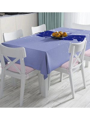 Rem Home Remhome Karolina Mavisi Zeminli Sonsuz Kelebek Desenli Modern Dijital Baskılı Masa Örtüsü 90 x 90 cm
