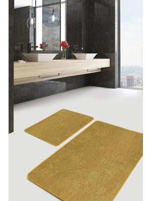 Rem Home Remhome 2'li Set Düz Renk Hardal 2'li Banyo & Mutfak Paspas Takımı Takım Banyo Paspası