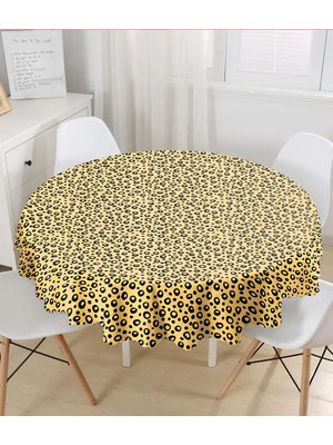 Rem Home Remhome Renkli Zeminli Geometrik Desenli Dijital Baskılı Modern Yuvarlak Masa Örtüsü - Çap 140CM 140 x 140 cm