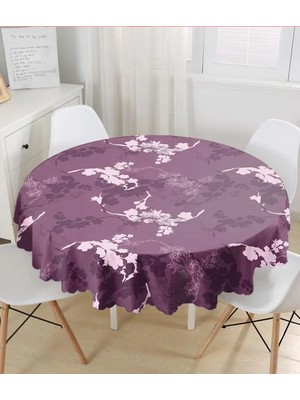 Rem Home Remhome Renkli Zemin Üzerinde Çiçek Desenli Dijital Baskılı Modern Yuvarlak Masa Örtüsü - Çap 140CM 140 x 140 cm