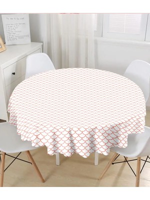 Rem Home Remhome Renkli Geometrik Desenli Dijital Bakılılı Yuvarlak Masa Örtüsü Çap 140CM 140 x 140 cm