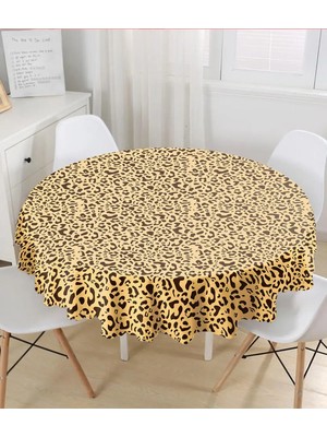 Rem Home Remhome Renkli Zeminli Geometrik Desenli Dijital Baskılı Modern Yuvarlak Masa Örtüsü - Çap 140CM 140 x 140 cm