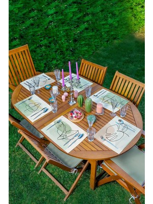 Rem Home Remhome 6'lı Pastel Renkli Zeminli Onedraw Çizimli Amerikan Servis Seti