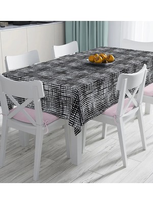Rem Home Remhome Siyah Beyaz Damalı Dijital Baskılı Masa Örtüsü 90 x 90 cm